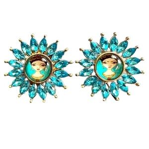 Frida Turquoise Crystal Rhinestone Post Earrings